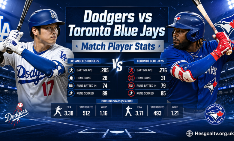 Dodgers vs Toronto Blue Jays Match Player Stats